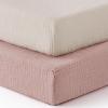 imageBlissful Diary Muslin Crib Sheets for Girl Boy Boho Neutral Soft Cotton Baby Sheet for 52x28 Standard Crib Mattress 2 PackRetro YellowampampBeigeCream  Pink