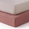 imageBlissful Diary Muslin Crib Sheets for Girl Boy Boho Neutral Soft Cotton Baby Sheet for 52x28 Standard Crib Mattress 2 PackRetro YellowampampBeigeDusty Pink  Cream