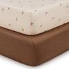 imageBlissful Diary Muslin Crib Sheets for Girl Boy Boho Neutral Soft Cotton Baby Sheet for 52x28 Standard Crib Mattress 2 PackRetro YellowampampBeigeSunshine  Brown