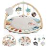 imageBlissful Diary Baby Play Gym ampamp Activity Mat 5 Developmental Zones Wooden Tummy Time Mat with 6 Detachable Sensory Toys for Motor Skills ampamp Sensory Development Baby Essentials Shower GiftGrey