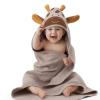 imageBlissful Diary Muslin Baby Hooded Towel Soft and Absorbent Bath Towel for Newborn Infant Toddler Unisex 32x32  Smart BearGentle Giraffe