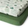 imageBlissful Diary Muslin Crib Sheets for Girl Boy Boho Neutral Soft Cotton Baby Sheet for 52x28 Standard Crib Mattress 2 PackRetro YellowampampBeigeMonstera  Dark Green