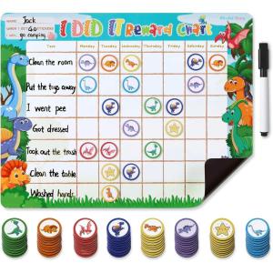imageBlissful Diary Chore Chart for Kids Magnetic Behavior Chart for Kids at Home w 72 Magnetic Stickers Cute Dinosaur Theme Reward Chart for Toddlers Dry Erase Responsibility Chart for Potty TrainingChart with 72 Reward
