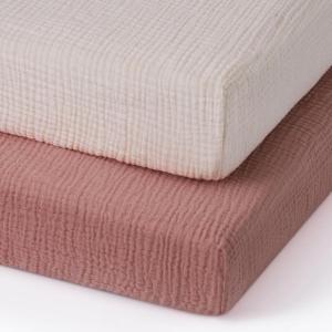 imageBlissful Diary Muslin Crib Sheets for Girl Boy Boho Neutral Soft Cotton Baby Sheet for 52x28 Standard Crib Mattress 2 PackRetro YellowampampBeigeDusty Pink  Cream