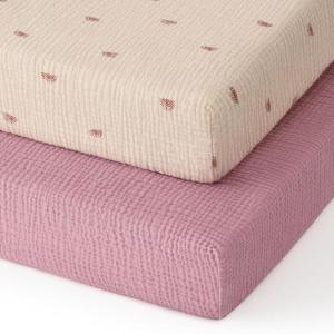 imageBlissful Diary Muslin Crib Sheets for Girl Boy Boho Neutral Soft Cotton Baby Sheet for 52x28 Standard Crib Mattress 2 PackRetro YellowampampBeigeSunshine  Blush Pink