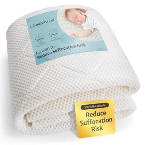 imageBlissful Diary Waterproof Crib Mattress Protector Pad100 Breathable Proven to Reduce Suffocation RiskNoiseless Baby Mattress Pad Cover Fits for Standard Baby Crib Size 52x28 Machine WashableWhite