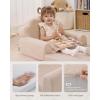 imageBlissful Diary Kids Couch 2in1 Soft Toddler Couch Fold Out Toddler Chair Comfy Convertible Sofa to Lounger with Cute Dinosaur Designs Pale KhakiBeige