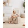 imageBlissful Diary Kids Couch 2in1 Soft Toddler Couch Fold Out Toddler Chair Comfy Convertible Sofa to Lounger with Cute Dinosaur Designs Pale KhakiBeige