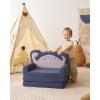 imageBlissful Diary Kids Couch 2in1 Soft Toddler Couch Fold Out Toddler Chair Comfy Convertible Sofa to Lounger with Cute Dinosaur Designs Pale KhakiBlue