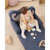 imageBlissful Diary Kids Couch 2in1 Soft Toddler Couch Fold Out Toddler Chair Comfy Convertible Sofa to Lounger with Cute Dinosaur Designs Pale KhakiBlue