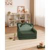 imageBlissful Diary Kids Couch 2in1 Soft Toddler Couch Fold Out Toddler Chair Comfy Convertible Sofa to Lounger with Cute Dinosaur Designs Pale KhakiDark Green