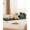 imageBlissful Diary Kids Couch 2in1 Soft Toddler Couch Fold Out Toddler Chair Comfy Convertible Sofa to Lounger with Cute Dinosaur Designs Pale KhakiDark Green
