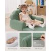imageBlissful Diary Kids Couch 2in1 Soft Toddler Couch Fold Out Toddler Chair Comfy Convertible Sofa to Lounger with Cute Dinosaur Designs Pale KhakiGreen