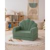 imageBlissful Diary Kids Couch 2in1 Soft Toddler Couch Fold Out Toddler Chair Comfy Convertible Sofa to Lounger with Cute Dinosaur Designs Pale KhakiGreen