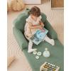 imageBlissful Diary Kids Couch 2in1 Soft Toddler Couch Fold Out Toddler Chair Comfy Convertible Sofa to Lounger with Cute Dinosaur Designs Pale KhakiGreen
