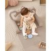imageBlissful Diary Kids Couch 2in1 Soft Toddler Couch Fold Out Toddler Chair Comfy Convertible Sofa to Lounger with Cute Dinosaur Designs Pale KhakiKhaki