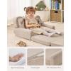 imageBlissful Diary Kids Couch 2in1 Soft Toddler Couch Fold Out Toddler Chair Comfy Convertible Sofa to Lounger with Cute Dinosaur Designs Pale KhakiKhaki