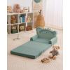 imageBlissful Diary Kids Couch 2in1 Soft Toddler Couch Fold Out Toddler Chair Comfy Convertible Sofa to Lounger with Cute Dinosaur Designs Pale KhakiLight Green
