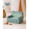 imageBlissful Diary Kids Couch 2in1 Soft Toddler Couch Fold Out Toddler Chair Comfy Convertible Sofa to Lounger with Cute Dinosaur Designs Pale KhakiLight Green