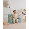 imageBlissful Diary Kids Couch 2in1 Soft Toddler Couch Fold Out Toddler Chair Comfy Convertible Sofa to Lounger with Cute Dinosaur Designs Pale KhakiLight Green
