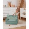 imageBlissful Diary Kids Couch 2in1 Soft Toddler Couch Fold Out Toddler Chair Comfy Convertible Sofa to Lounger with Cute Dinosaur Designs Pale KhakiLight Green