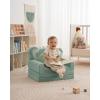 imageBlissful Diary Kids Couch 2in1 Soft Toddler Couch Fold Out Toddler Chair Comfy Convertible Sofa to Lounger with Cute Dinosaur Designs Pale KhakiLight Green