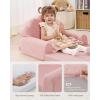imageBlissful Diary Kids Couch 2in1 Soft Toddler Couch Fold Out Toddler Chair Comfy Convertible Sofa to Lounger with Cute Dinosaur Designs Pale KhakiPink