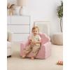 imageBlissful Diary Kids Couch 2in1 Soft Toddler Couch Fold Out Toddler Chair Comfy Convertible Sofa to Lounger with Cute Dinosaur Designs Pale KhakiPink