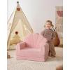 imageBlissful Diary Kids Couch 2in1 Soft Toddler Couch Fold Out Toddler Chair Comfy Convertible Sofa to Lounger with Cute Dinosaur Designs Pale KhakiPink