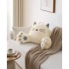 imageBlissful Diary Kitty Reading Pillow for KidsTeensAdults Back Pillow for Sitting Up in Bed with Shredded Memory Foam Bed Rest Pillow with Arms Back Support Pillow with Washable Cover Off WhiteOff White
