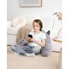 imageBlissful Diary Kitty Reading Pillow for KidsTeensAdults Back Pillow for Sitting Up in Bed with Shredded Memory Foam Bed Rest Pillow with Arms Back Support Pillow with Washable Cover Off WhiteLight Grey