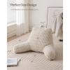 imageBlissful Diary Reading Pillow Stylish Bed Pillow with Shredded Memory Foam for Adult Children Backrest Back Pillow for Bed ampamp Couch Sitting Up with Arms ampamp Pockets ampamp Washable Cover Off WhiteOff White