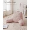 imageBlissful Diary Reading Pillow Stylish Bed Pillow with Shredded Memory Foam for Adult Children Backrest Back Pillow for Bed ampamp Couch Sitting Up with Arms ampamp Pockets ampamp Washable Cover Off WhitePale Pink