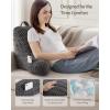 imageBlissful Diary Reading Pillow Stylish Bed Pillow with Shredded Memory Foam for Adult Children Backrest Back Pillow for Bed ampamp Couch Sitting Up with Arms ampamp Pockets ampamp Washable Cover Off WhiteDark Gray