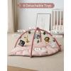 imageBlissful Diary Shell Baby Play Gym Mat Softer ampamp Enlarged Tummy Time Mat w 6 Detachable Toys for Sensory ampamp Motor Skill Development Activity Mat for Newborn Essentials Shower Gift Boho Ocean ThemeCrystal Pink