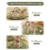 imageBlissful Diary Shell Baby Play Gym Mat Softer ampamp Enlarged Tummy Time Mat w 6 Detachable Toys for Sensory ampamp Motor Skill Development Activity Mat for Newborn Essentials Shower Gift Boho Ocean ThemeGreen with Lion Rattle