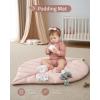 imageBlissful Diary Shell Baby Play Gym Mat Softer ampamp Enlarged Tummy Time Mat w 6 Detachable Toys for Sensory ampamp Motor Skill Development Activity Mat for Newborn Essentials Shower Gift Boho Ocean ThemeCrystal Pink