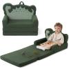 imageBlissful Diary Kids Couch 2in1 Soft Toddler Couch Fold Out Toddler Chair Comfy Convertible Sofa to Lounger with Cute Dinosaur Designs Pale KhakiDark Green