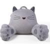 imageBlissful Diary Kitty Reading Pillow for KidsTeensAdults Back Pillow for Sitting Up in Bed with Shredded Memory Foam Bed Rest Pillow with Arms Back Support Pillow with Washable Cover Off WhiteLight Grey