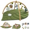 imageBlissful Diary Shell Baby Play Gym Mat Softer ampamp Enlarged Tummy Time Mat w 6 Detachable Toys for Sensory ampamp Motor Skill Development Activity Mat for Newborn Essentials Shower Gift Boho Ocean ThemeGreen with Lion Rattle