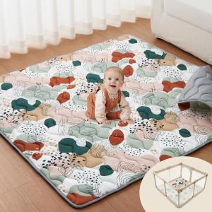 imageBlissful Diary Baby Play Mats for Floor 50x50 Crawling Mat for Playpen Thicken Soft Padding Foam Playmats for Babies and Toddlers Infants Foldable and Machine Washable Boho DesignModern Abstract