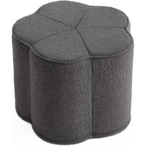 imageBlissful Diary Flower Pouf Ottoman Comfy Floral Ottoman for Living Room Bedroom Kids Room Charm Floor Pouf for Home Decor Full Foam Filling Foot Rest for Couch Dark GreyDark Gray