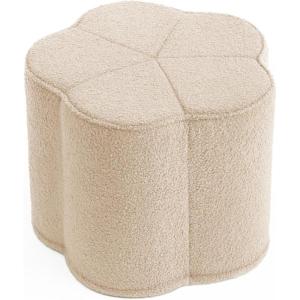 imageBlissful Diary Flower Pouf Ottoman Comfy Floral Ottoman for Living Room Bedroom Kids Room Charm Floor Pouf for Home Decor Full Foam Filling Foot Rest for Couch Dark GreyOff White