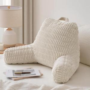 imageBlissful Diary Reading Pillow Stylish Bed Pillow with Shredded Memory Foam for Adult Children Backrest Back Pillow for Bed ampamp Couch Sitting Up with Arms ampamp Pockets ampamp Washable Cover Off WhiteOff White
