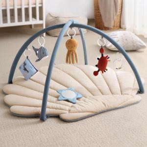 imageBlissful Diary Shell Baby Play Gym Mat Softer ampamp Enlarged Tummy Time Mat w 6 Detachable Toys for Sensory ampamp Motor Skill Development Activity Mat for Newborn Essentials Shower Gift Boho Ocean ThemeBoho