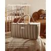imageBlissful Diary Baby Diaper Caddy Organizer Stylish Storage Basket for Newborn Essentials and Diaper Station Gift for Baby Shower and Registry MustHave Sage GreenMocha Brown