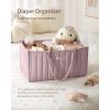 imageBlissful Diary Baby Diaper Caddy Organizer Stylish Storage Basket for Newborn Essentials and Diaper Station Gift for Baby Shower and Registry MustHave Sage GreenMauve Pink