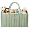 imageBlissful Diary Baby Diaper Caddy Organizer  Sage Green Stylish Portable Organized Practical