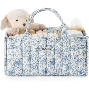 imageBlissful Diary Baby Diaper Caddy Organizer Stylish Storage Basket for Newborn Essentials and Diaper Station Gift for Baby Shower and Registry MustHave Sage GreenVintage Rose
