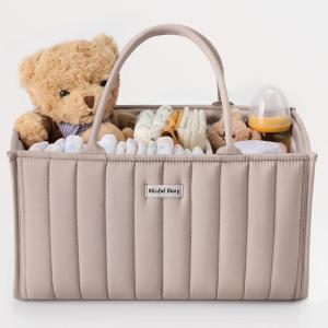 imageBlissful Diary Baby Diaper Caddy Organizer Stylish Storage Basket for Newborn Essentials and Diaper Station Gift for Baby Shower and Registry MustHave Sage GreenSand
